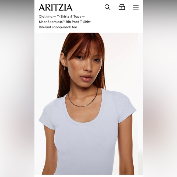 NWT Aritzia Sunday Best SinchSeamless™ Rib Poet T-Shirt Black - Picture 5 of 5